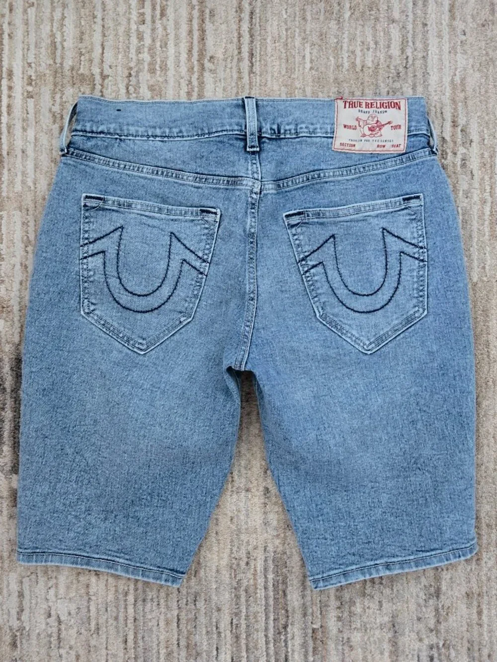 True Religion Rocco Relaxed Skinny Jean Shorts Mens Medium Wash Jorts Stretch 30